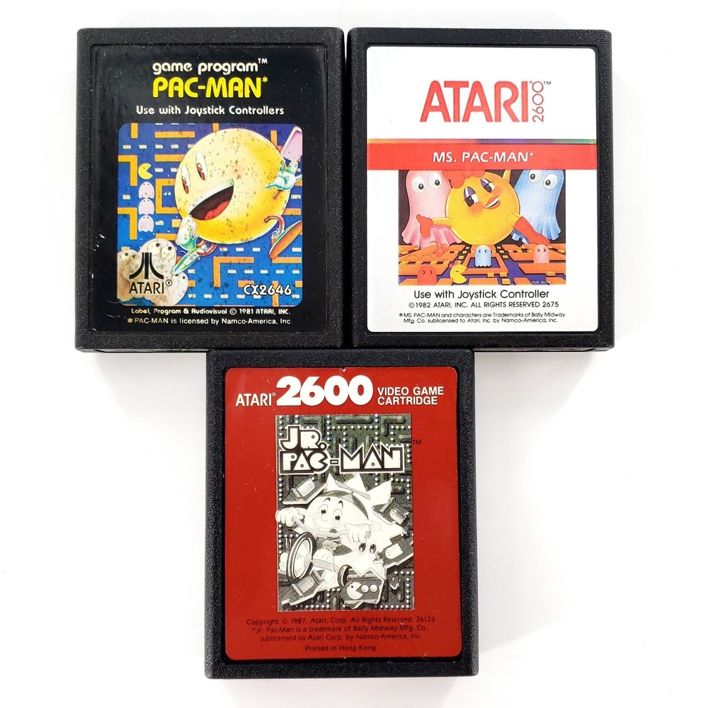 Pac-Man, Ms.Pac-Man, Jr. Pac-Man Atari 2600 Cartridges Only Tested & Works